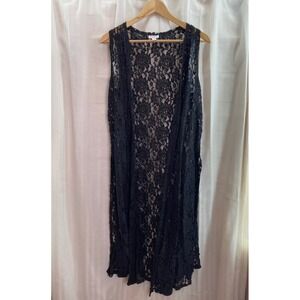 Lularoe Black Lace Duster‎ Cardigan Vest Womens Small Bohemian Romance Festival